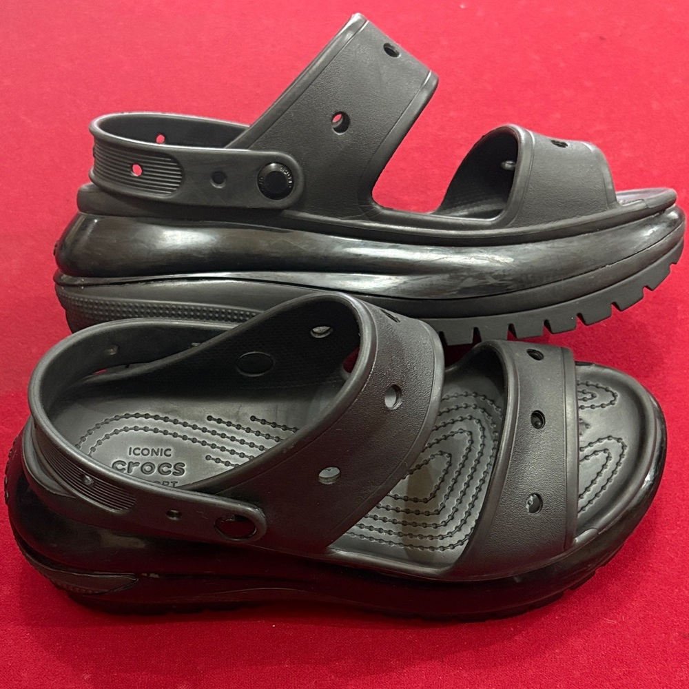 CROCS Black Platform Slide Sandals